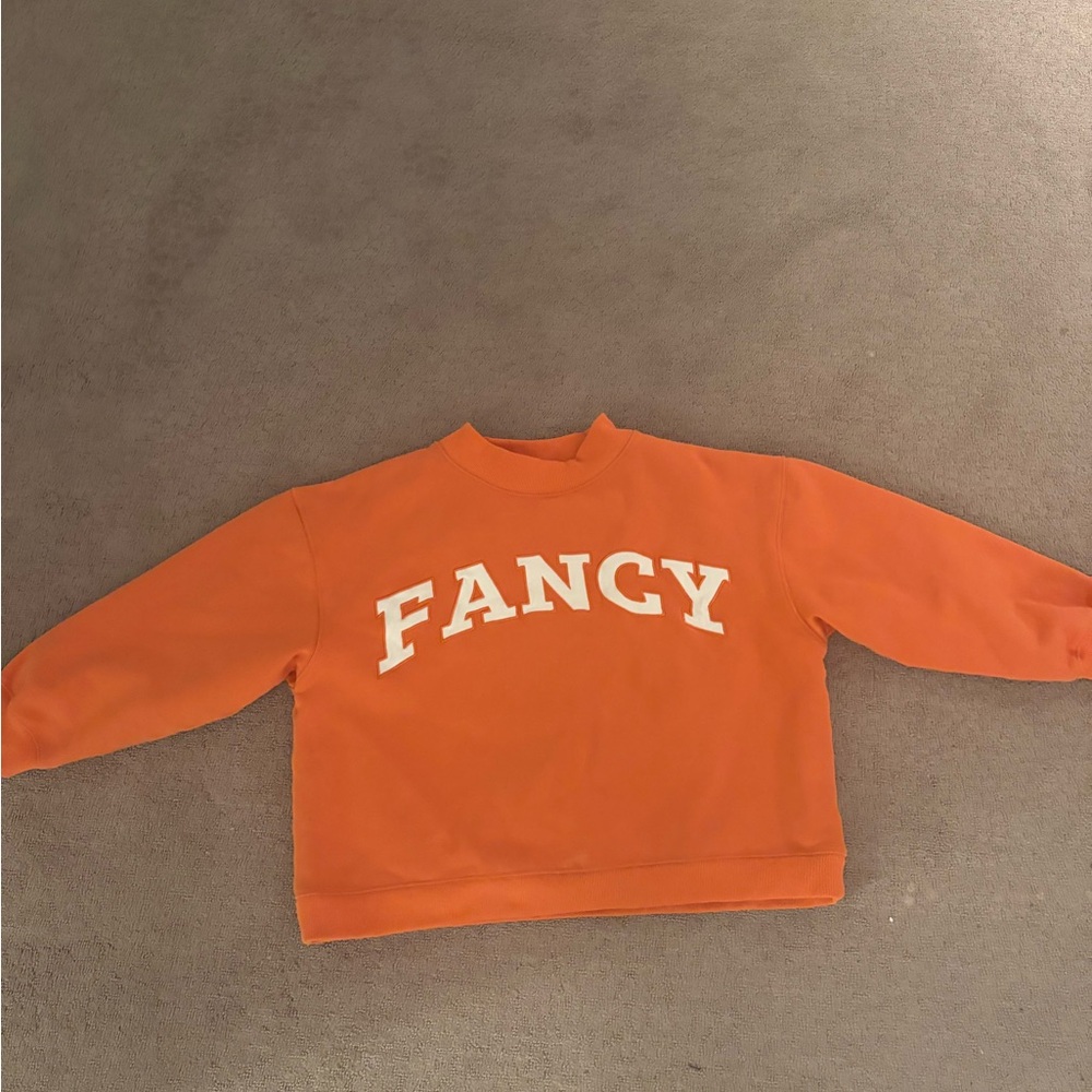 Orange Sweatshirt with White Lettering
